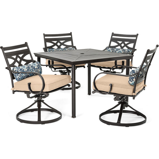 hanover-montclair-5-piece-4-swivel-rockers-40-inch-square-dining-table-mclrdn5pcsqsw4-tan