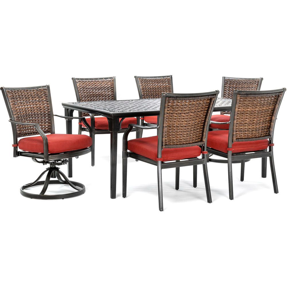 hanover-mercer-7-piece-dining-set-2-woven-swivel-rockers-4-woven-chairs-40x70-inch-cast-table-mercdn7pcswc2-red