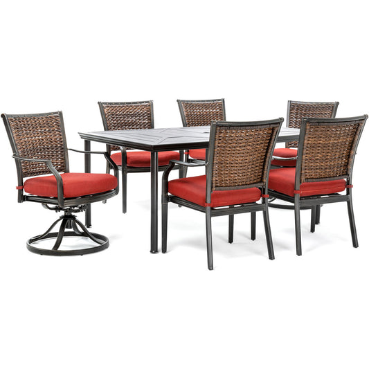 hanover-mercer-7-piece-dining-set-2-woven-swivel-chairs-4-woven-chairs-1-rectangular-table-mercdn7pcsws2-red