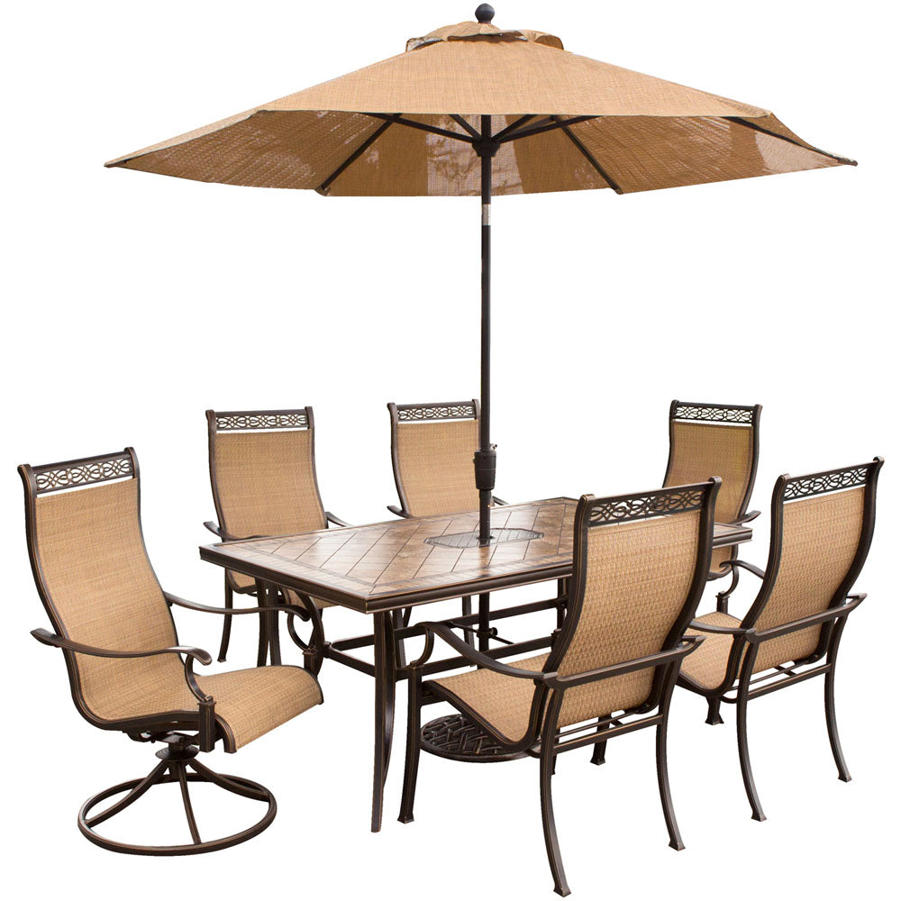 hanover-monaco-7-piece-4-sling-dining-chairs-2-sling-swivel-rockers-40x68-inch-tile-table-umbrella-base-monaco7pcsw-su
