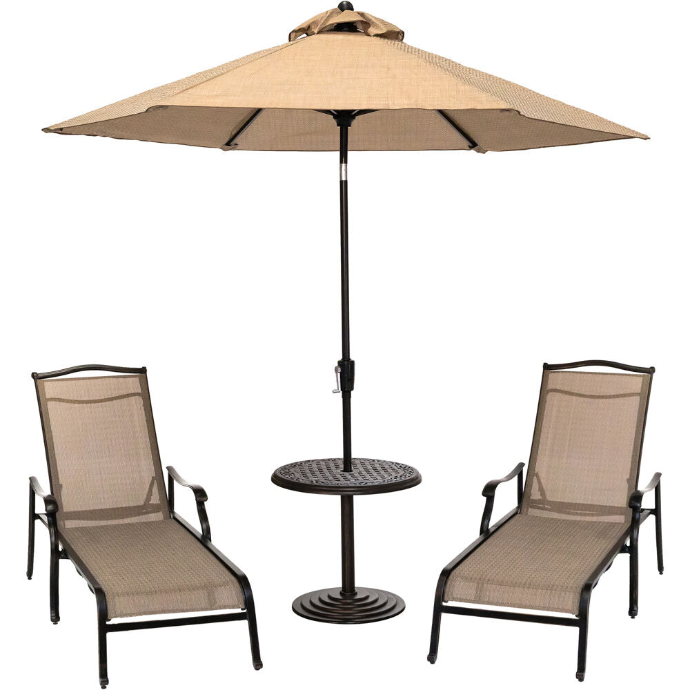 hanover-monaco-3-piece-set-2-sling-chaise-lounges-25-inch-round-cast-umbrella-table-and-umbrella-monchs3pc-rc-su