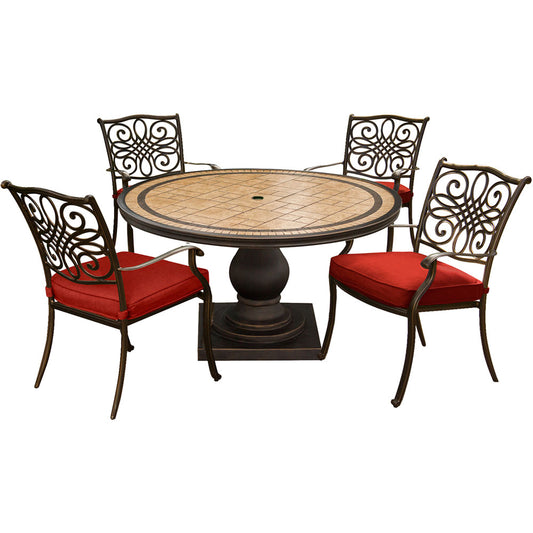 hanover-monaco-5-piece-4-cushion-dining-chairs-51-inch-round-tile-top-table-mondn5pc-red