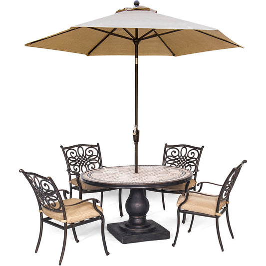 hanover-monaco-5-piece-4-cushion-dining-chairs-51-inch-round-tile-top-table-umbrella-mondn5pc-su