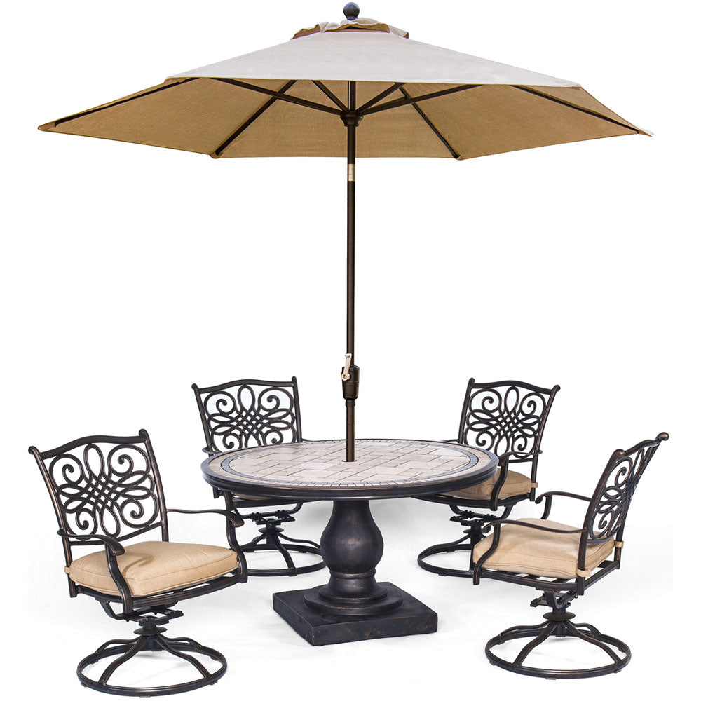 hanover-monaco-5-piece-4-cushion-swivel-rockers-51-inch-round-tile-top-table-umbrella-mondn5pcsw4-su