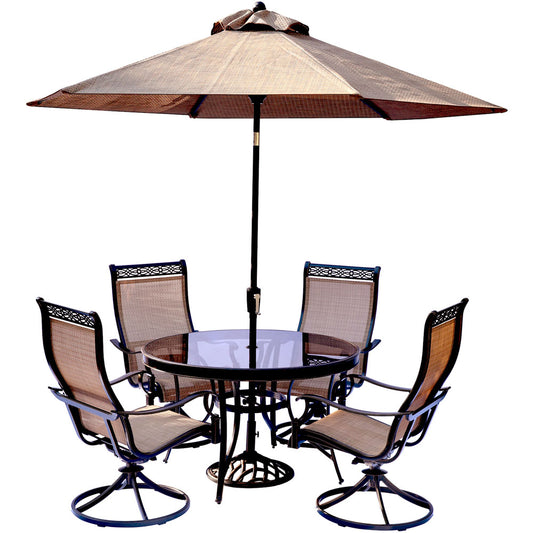 hanover-monaco-5-piece-4-sling-swivel-rockers-48-inch-round-glass-top-table-umbrella-base-mondn5pcswg-su