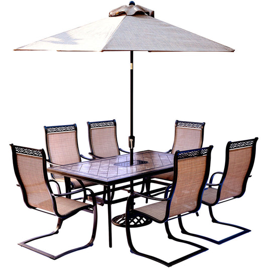 hanover-monaco-7-piece-6-c-spring-chairs-40x68-inch-tile-top-table-umbrella-base-mondn7pcsp-su