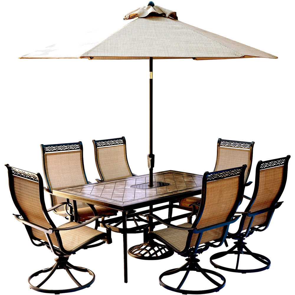 hanover-monaco-7-piece-6-sling-swivel-rockers-40x68-inch-tile-top-table-umbrella-base-mondn7pcsw6-su