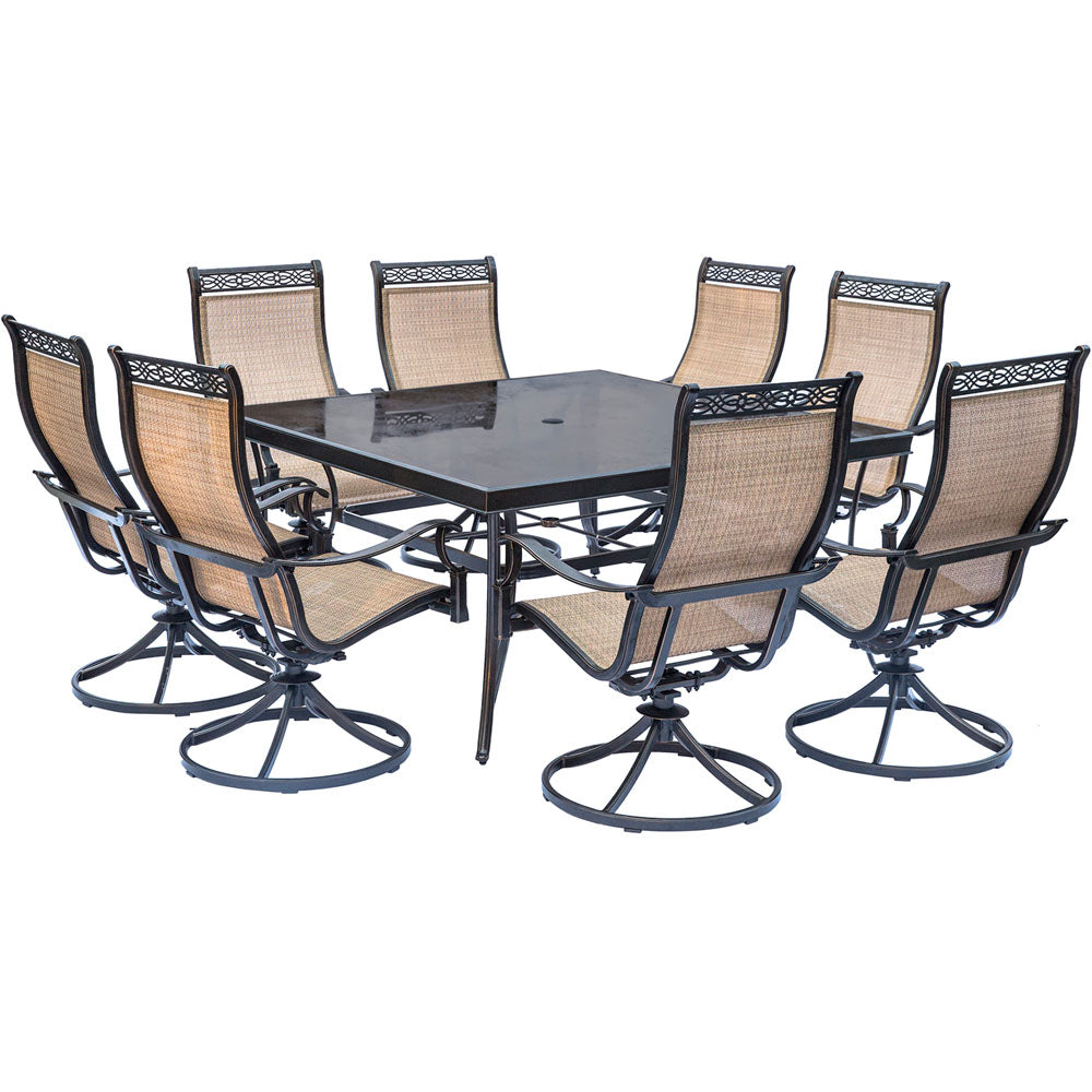 hanover-monaco-9-piece-8-sling-swivel-rockers-60-inch-square-glass-top-table-mondn9pcswsqg