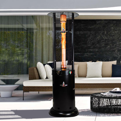 Lava Heat Opus Lite Round Flame Tower Heater 80.5-inch 44 K BTU Electronic Ignition Hammered Black Natural Gas - RL7MGBL - Indoor View