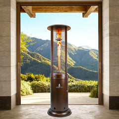 Lava Heat Opus Round Flame Tower Heater 80.5-inch 56 K BTU Remote Control Push Button Ignition Heritage Bronze Liquid Propane - ASSEMBLED