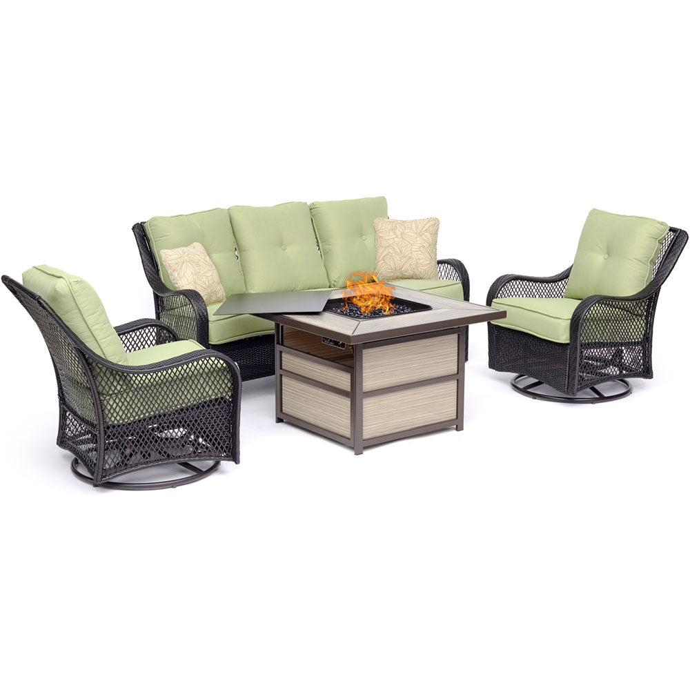 hanover-orleans-4-piece-fire-pit-2-swivel-gliders-sofa-square-kd-fire-pit-with-tile-orl4pcsqfp-grn