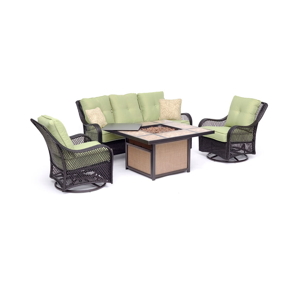 hanover-orleans-4-piece-fire-pit-sofa-2-cushioned-swivel-rockers-tile-top-fire-pit-orl4pctfpsw2-grn