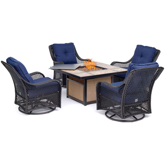 hanover-orleans-5-piece-fire-pit-4-cushioned-swivel-gliders-and-tile-top-fire-pit-orl5pctfpsw4-nvy