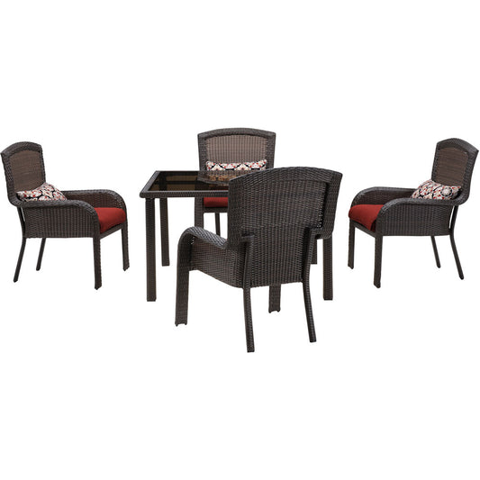 hanover-strathmere-5-piece-dining-set-4-dining-chairs-sq.-woven-table-with-glass-top-stradn5pcsq-red