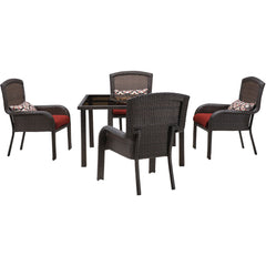 hanover-strathmere-5-piece-dining-set-4-dining-chairs-sq.-woven-table-with-glass-top-stradn5pcsq-red