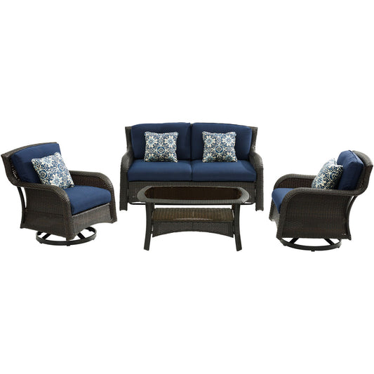 hanover-strathmere-4-piece-loveseat-2-swivel-gliders-woven-coffee-table-strath4pcsw-ls-nvy