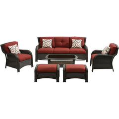 hanover-strathmere-6-piece-sofa-2-side-chairs-2-ottomans-woven-coffee-table-strath6pc-s-red