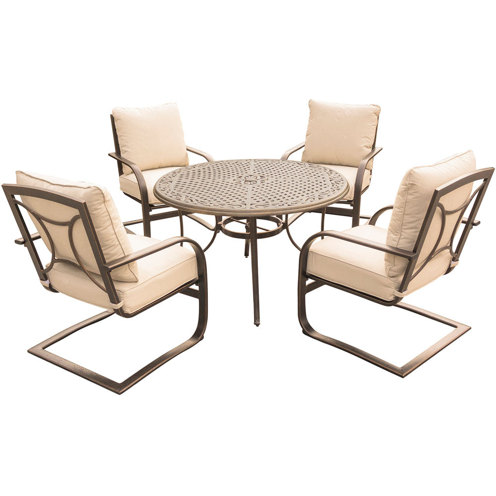 hanover-summer-nights-5-piece-dining-set-4-aluminum-spring-chairs-with-48-inch-cast-table-sumngt5pccstsp-tan