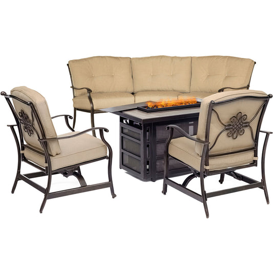 hanover-traditions-4-piece-fire-pit-rectangle-kd-fire-pit-with-tile-crescent-sofa-2-cushion-rockers-trad4pcrecfp-tan