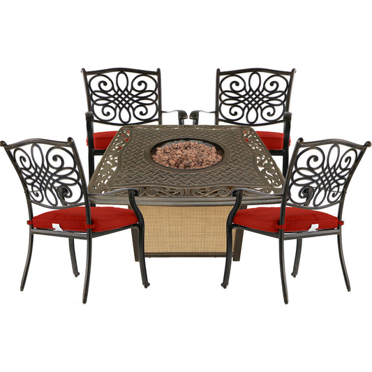 hanover-traditions-5-piece-fire-pit-4-dining-chairs-and-cast-top-fire-pit-trad5pccfp-red