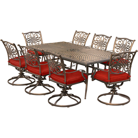 hanover-traditions-9-piece-8-swivel-rockers-42x84-inch-cast-table-trad9pcsw8-red