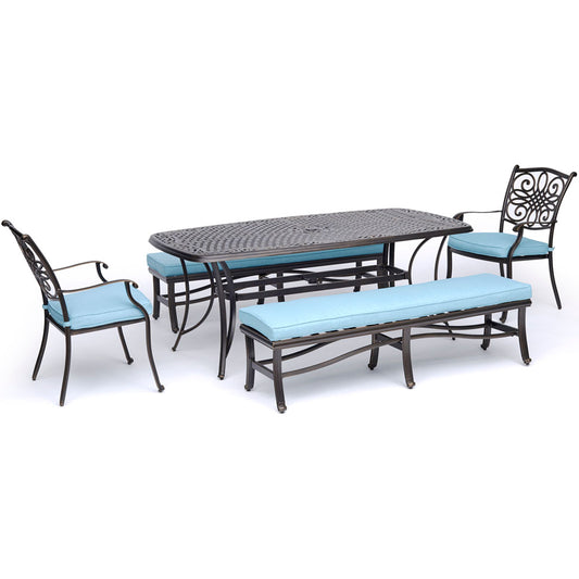 hanover-traditions-5-piece-2-dining-chairs-2-backless-benches-38x72-inch-cast-table-traddn5pcbn-blu