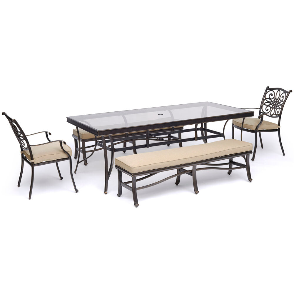 hanover-traditions-5-piece-2-dining-chairs-2-backless-benches-42x84-inch-glass-top-table-traddn5pcgbn-tan