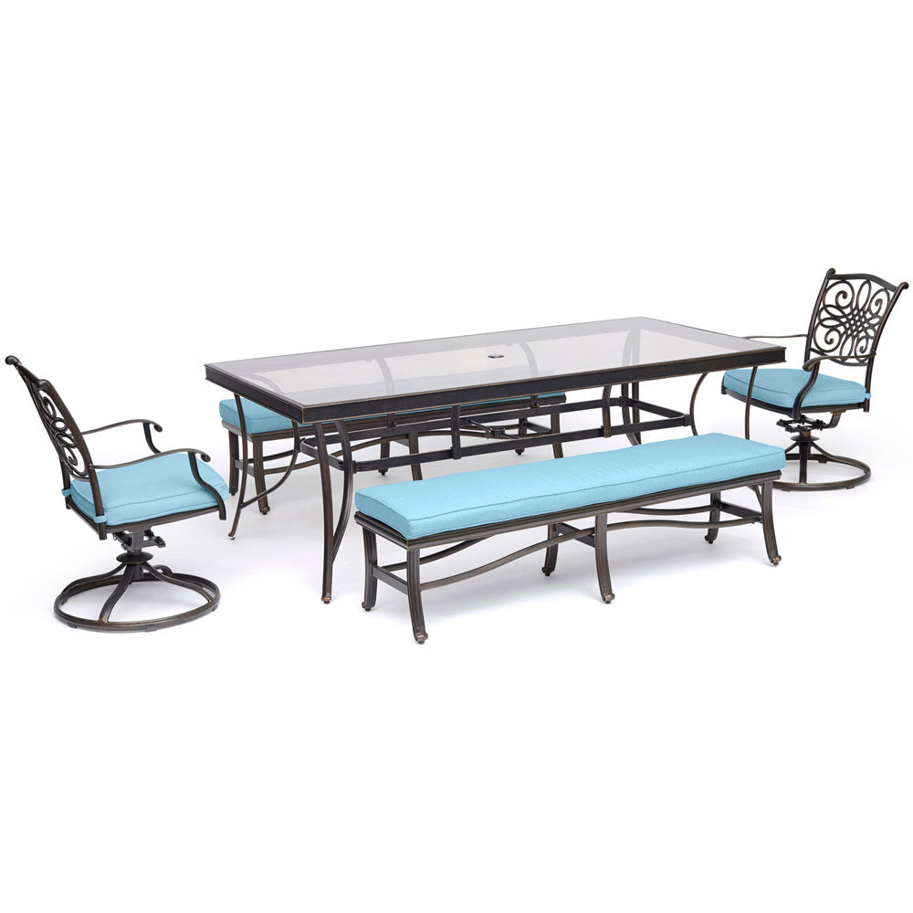 hanover-traditions-5-piece-2-swivel-rockers-2-backless-benches-42x84-inch-glass-top-table-traddn5pcsw2gbn-blu