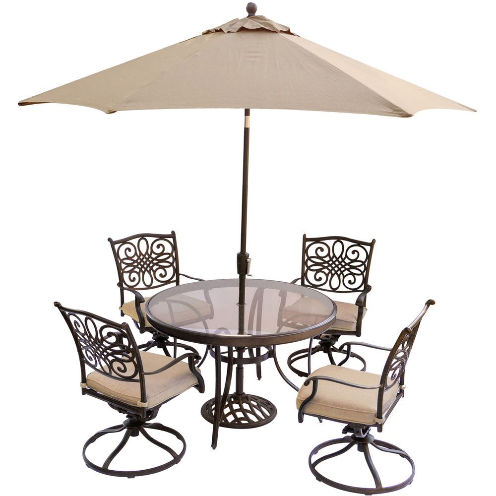 hanover-traditions-5-piece-4-swivel-rockers-48-inch-round-glass-top-table-umbrella-base-traddn5pcswg-su