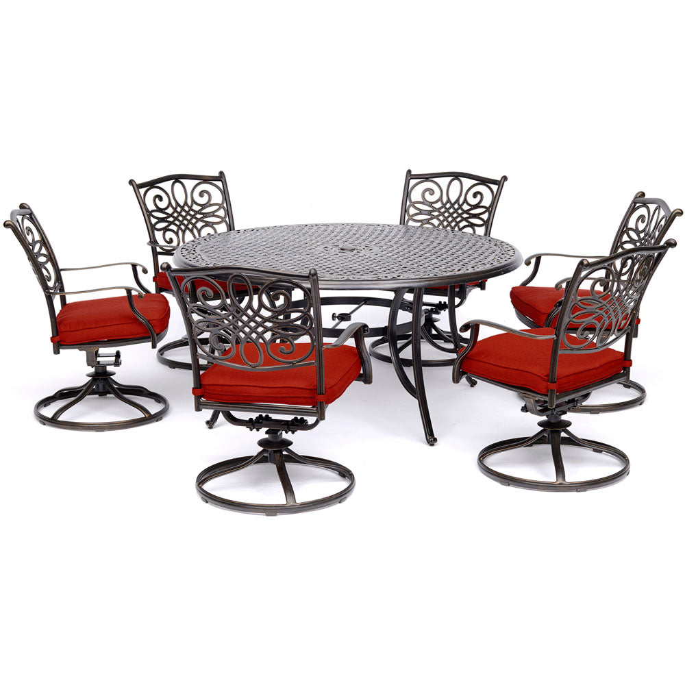 hanover-traditions-7-piece-6-swivel-rockers-60-inch-round-cast-table-traddn7pcswrd6-red