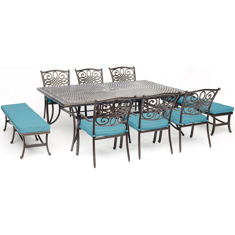 hanover-traditions-9-piece-6-dining-chairs-2-backless-bench-chairs-60x84-inch-cast-table-traddn9pcbn-blu