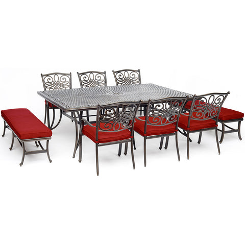 hanover-traditions-9-piece-6-dining-chairs-2-backless-bench-chairs-60x84-inch-cast-table-traddn9pcbn-red