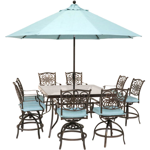 hanover-traditions-9-piece-8-counter-height-swivel-chairs-60-inch-square-glass-table-umbrella-and-base-traddn9pcbrsqg-su-b