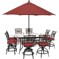 hanover-traditions-9-piece-8-counter-height-swivel-chairs-60-inch-square-glass-table-umbrella-and-base-traddn9pcbrsqg-su-r