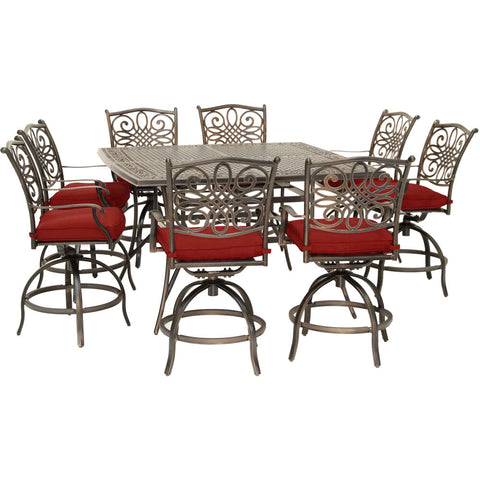 hanover-traditions-9-piece-8-counter-height-swivel-chairs-and-60-inch-square-cast-table-traddn9pcbrsq-red