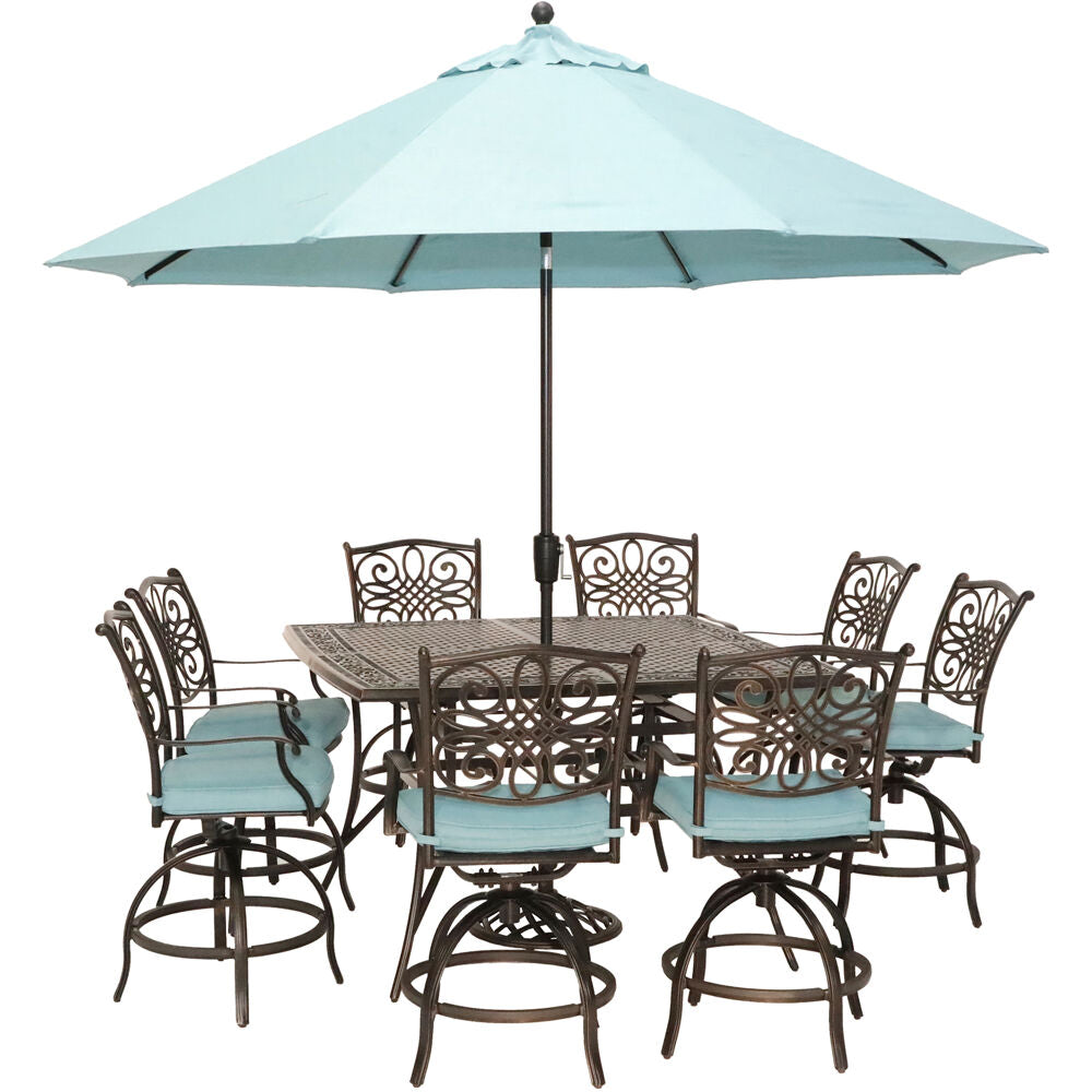 hanover-traditions-9-piece-8-counter-height-swivel-chairs-60-inch-square-cast-table-umbrella-and-base-traddn9pcbrsq-su-b