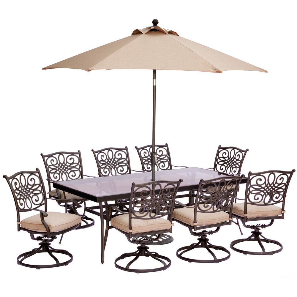 hanover-traditions-9-piece-8-swivel-rockers-42x84-inch-glass-top-table-umbrella-base-traddn9pcswg-su