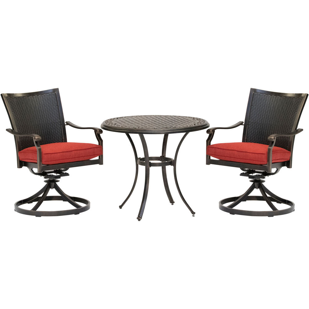 hanover-traditions-3-piece-2-wicker-back-swivel-rockers-32-inch-round-cast-table-traddnwb3pcswc-red