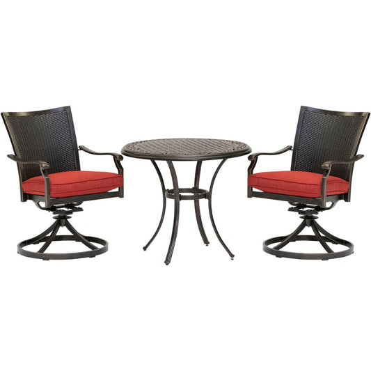 hanover-traditions-3-piece-2-wicker-back-swivel-rockers-32-inch-round-cast-table-traddnwb3pcswc-red