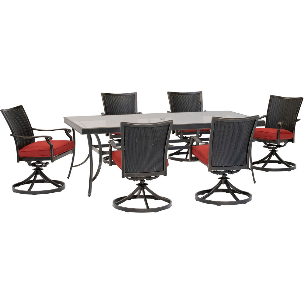 hanover-traditions-7-piece-6-wicker-back-swivel-rockers-42x84-inch-glass-table-traddnwb7pcswg-red