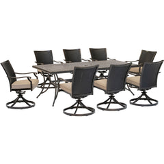 hanover-traditions-9-piece-8-wicker-back-swivel-rockers-42x84-inch-cast-table-traddnwb9pcswc-tan