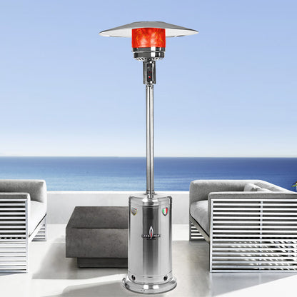 Lava Heat Opus Round Flame Tower Heater 80.5-inch 56 K BTU Remote Control Push Button Ignition Stainless Steel Natural Gas - RL7RGS - Outdoor Seating